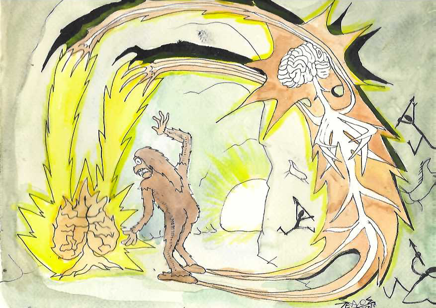 “Prometheus that shows fire to the first man.”, by Zelos.
